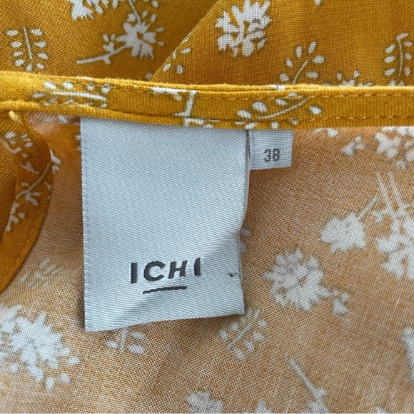 Ichi Mustard Yellow Floral Sleeveless Tank Midi Dress Drop Waist Size 38 - Picture 7 of 9